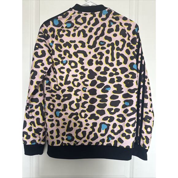 Adidas Track Jacket Blush Cheetah Print Bold Graphic Lisa Frank - Size Large - Picture 2 of 5